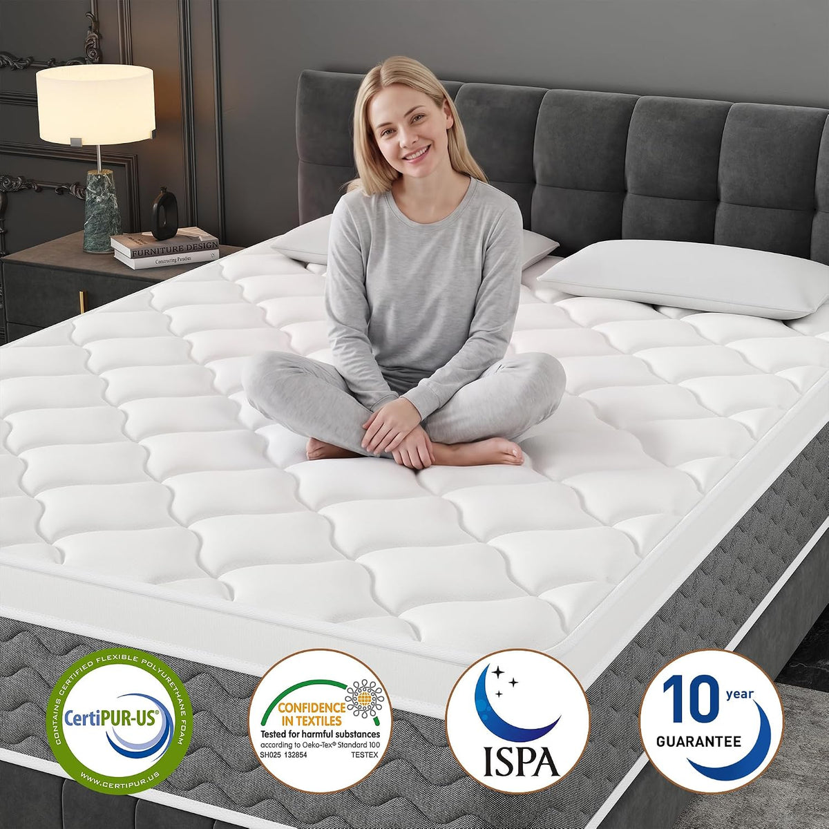 Gray Queen Mattress, 12 Inch Queen Size Hybrid Memory Foam Mattress