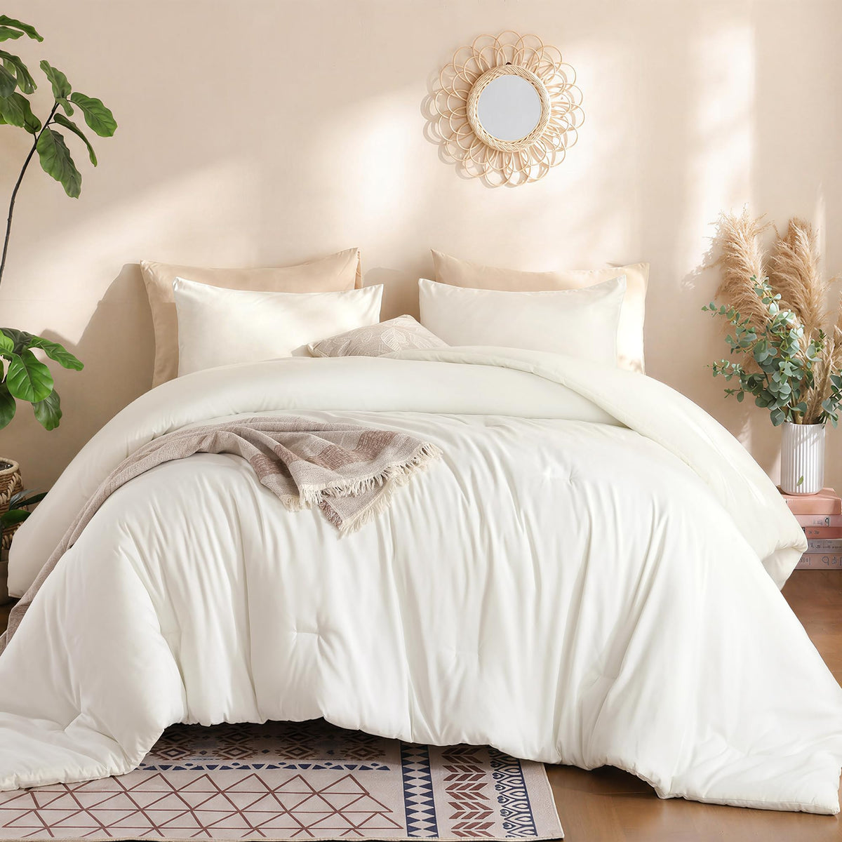 weigelia Pink Comforter Set Queen Size, All Season Lightweight Bedding Set