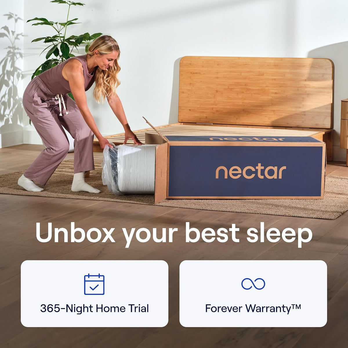 Nectar Luxe 14” Memory Foam Mattress, Queen, Medium Feel, 1-Year Trial