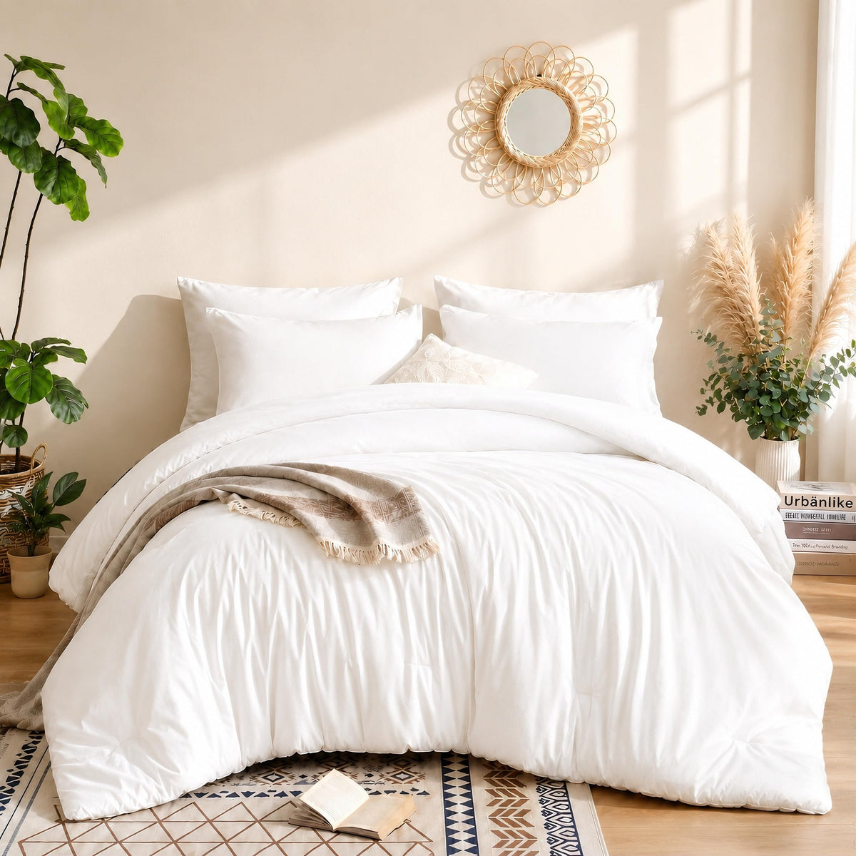weigelia Pink Comforter Set Queen Size, All Season Lightweight Bedding Set