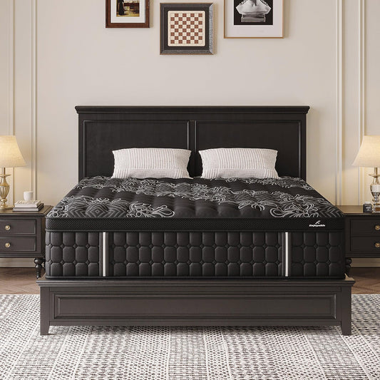 Queen Mattress 14 Inch Hybrid, Cooling-Gel Foam & Pocket Springs, Medium Firm with Edge Support – 365-Night Trial, Bed in a Box