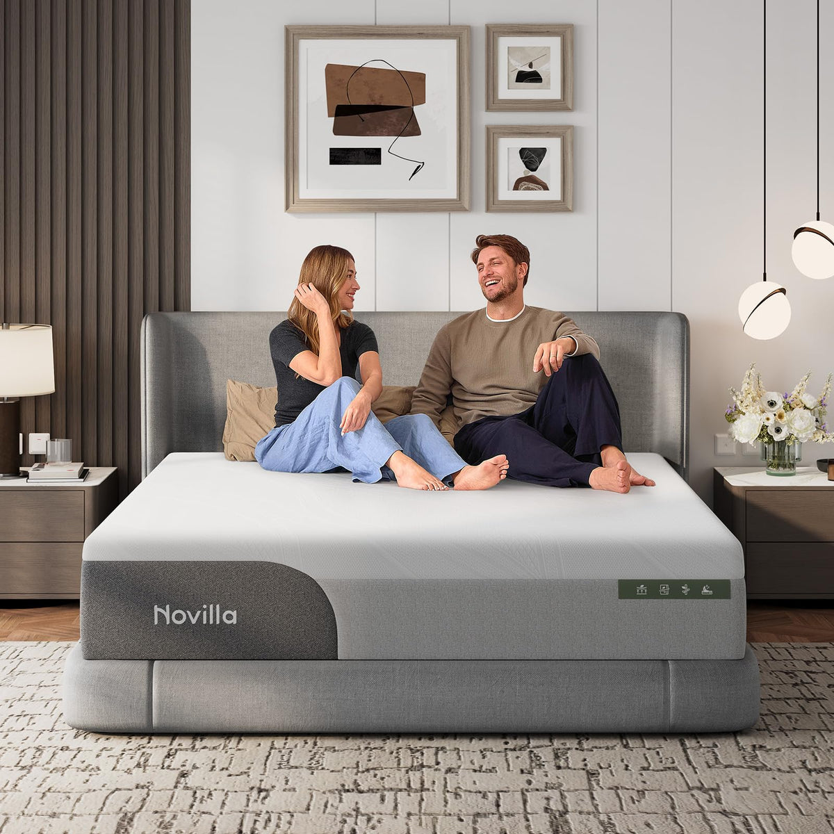 Novilla Bliss Cooling King Mattress, 12 Inch Gel-Infused Memory Foam
