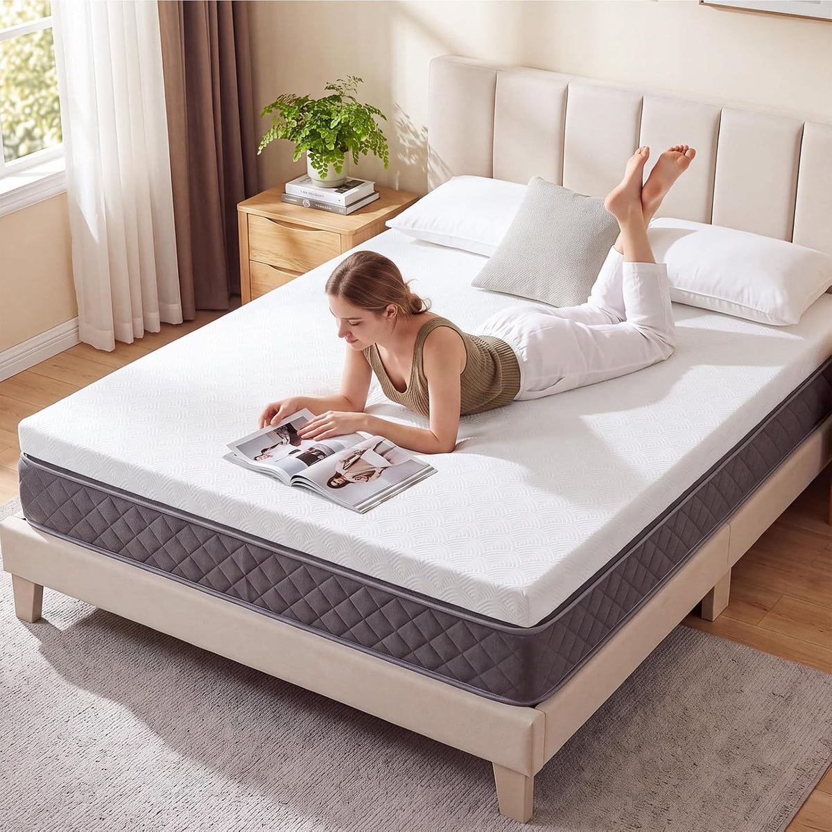 3 Inch Queen Gel Memory Foam Mattress, Cooling Gel Infused Pressure Relief Mattress, Non Slip with Removable Washable Cover, CertiPUR-US & Oeko-TEX Certified