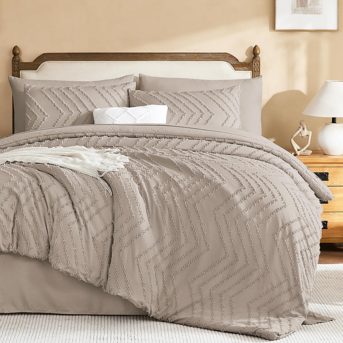 Litanika California King Comforter with Sheets, 7 Pieces Boho Bed Set