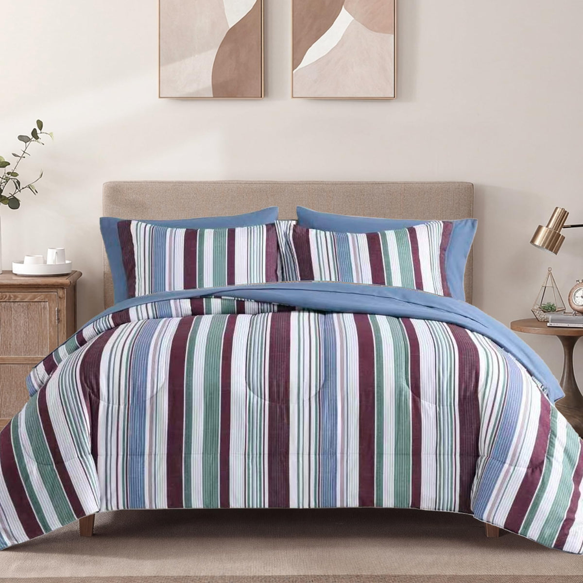Full Size Comforter Sets-7 Pieces Sage Soft Bed in a Bag Full Bedding Sets