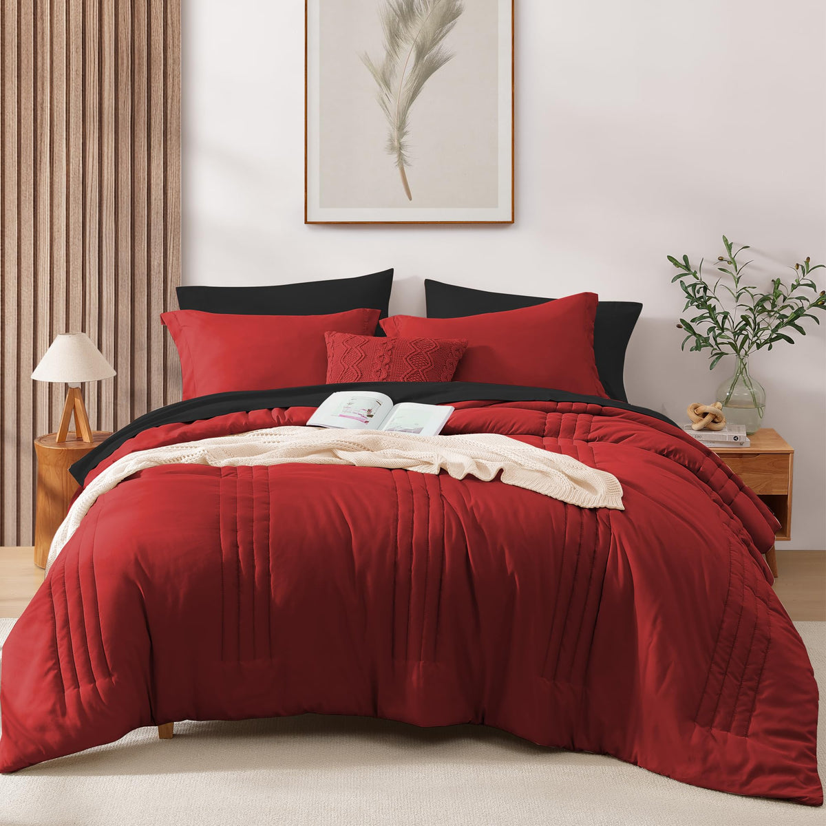 Full Size Comforter Sets-7 Pieces Sage Soft Bed in a Bag Full Bedding Sets