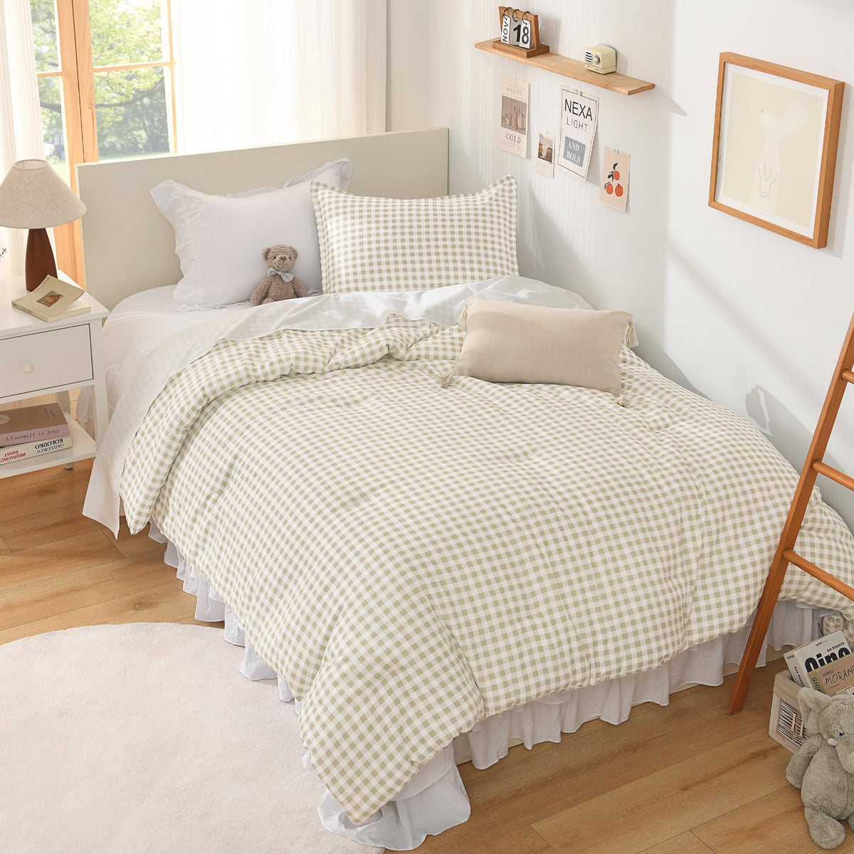 Andency Checkered Comforter Full, Black and White Gingham Plaid Bedding Set