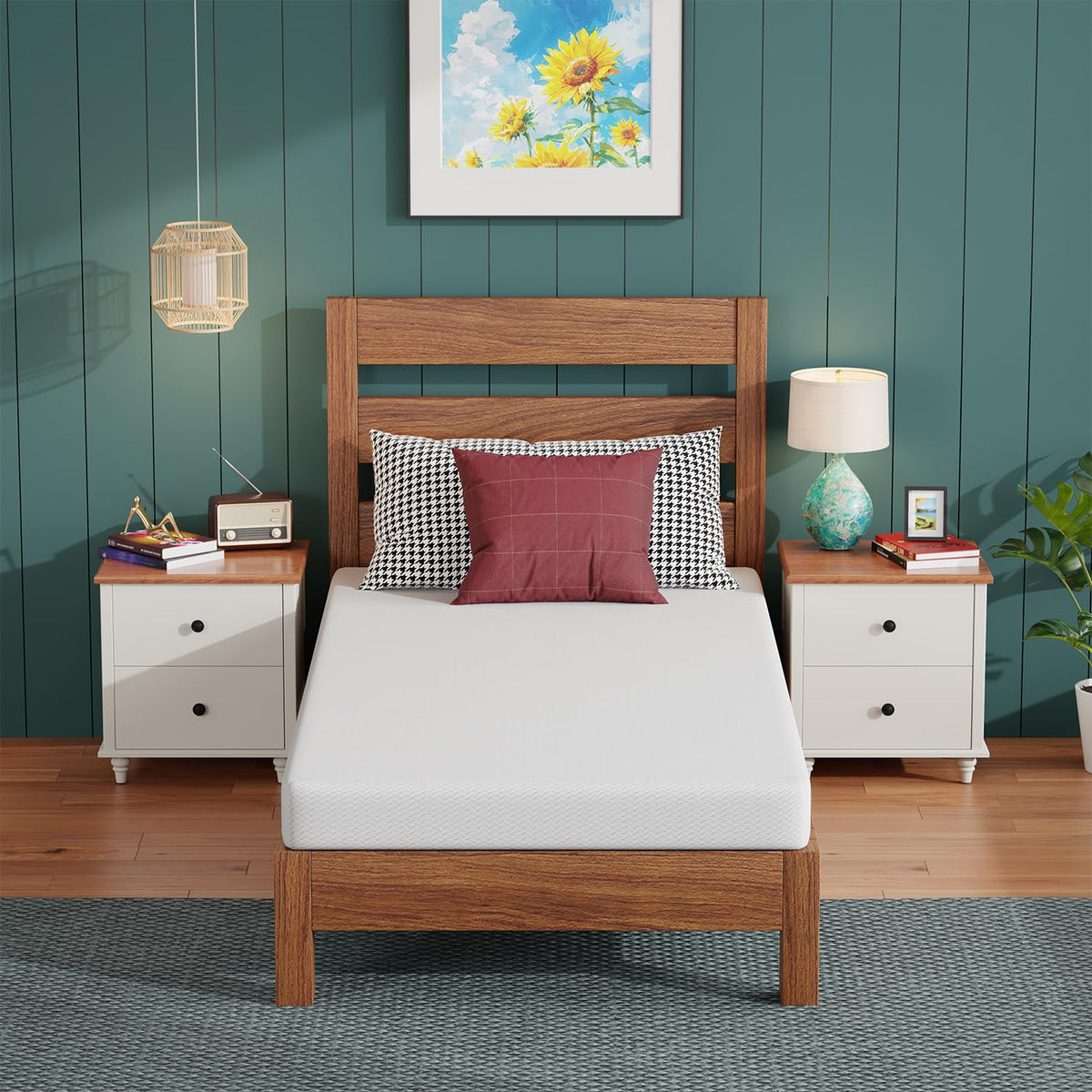 FDW | 6 Inch Twin Mattress | Medium Firm | Gel Memory Foam | White