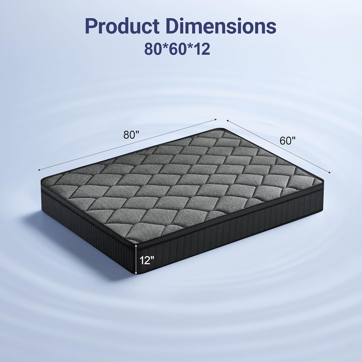 WEUP Queen Mattress 12 Inch, Firm Hybrid Memory Foam Mattress in a Box with Individual Pocket Springs, Pressure Relief, Motion Isolation, Fiberglass Free, CertiPUR-US Certified 80"x 60"(Gray)