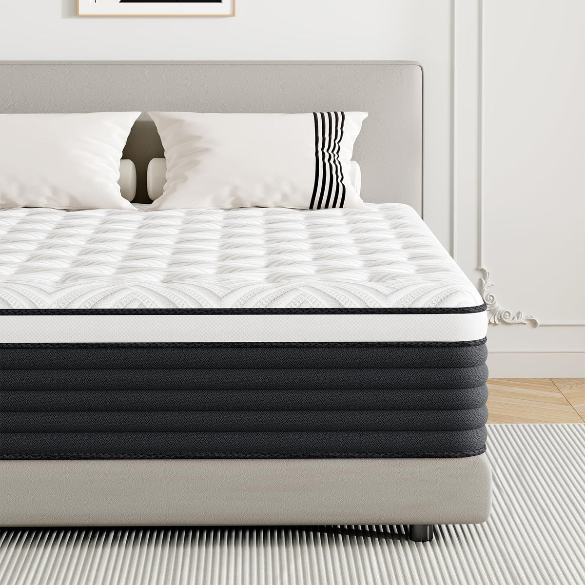 Twin Mattress, 12 Inch Hybrid Memory Foam Mattress in a Box, Pressure Relief for Back Support, Medium Firm, Individually Pocket Springs, 100-Night Trial & CertiPUR-US Certified, Twin Size, White