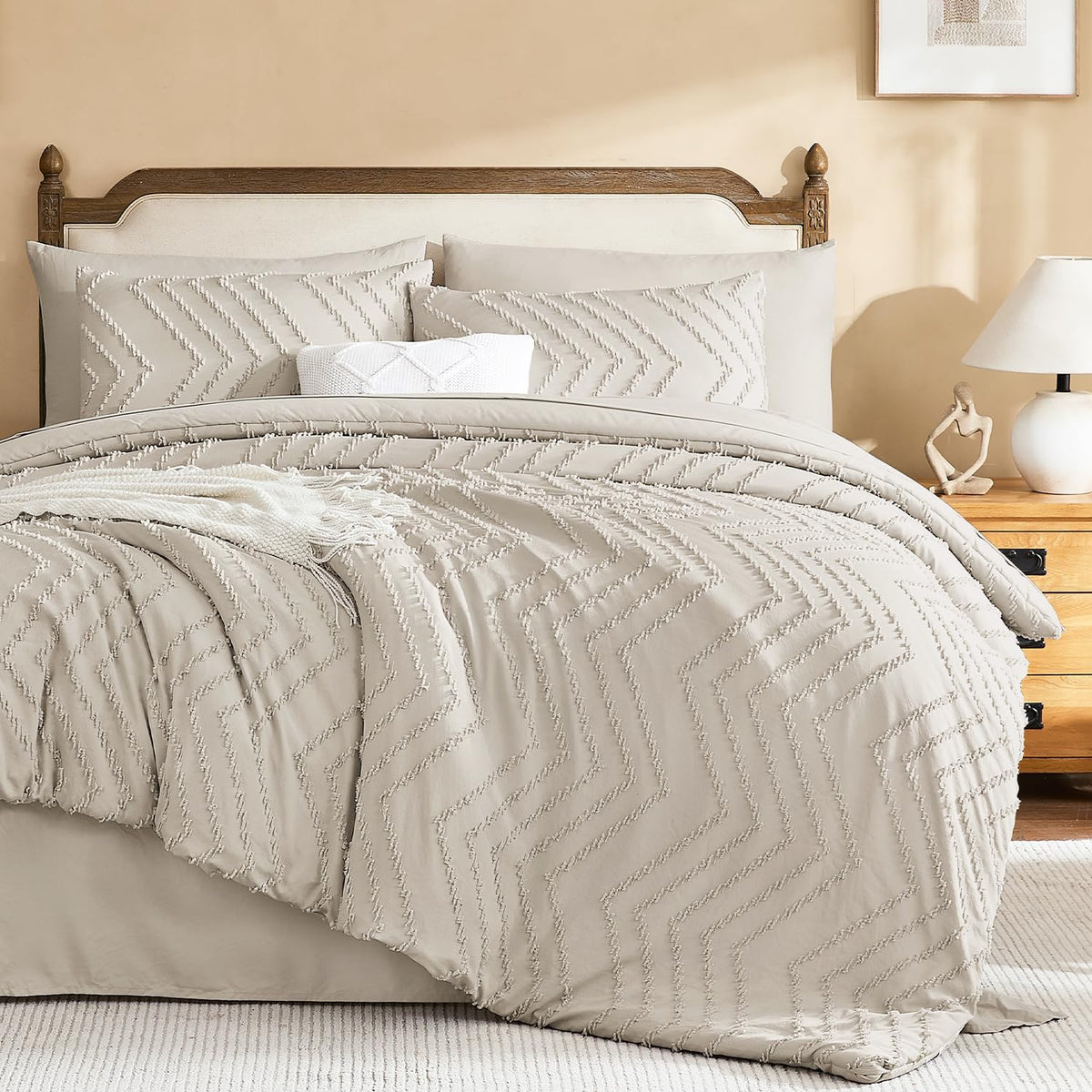 Litanika California King Comforter with Sheets, 7 Pieces Boho Bed Set