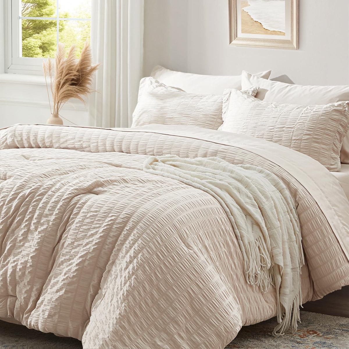 Twin Comforter Set 5 Piece, Olive Green Bed in a Bag Twin Size Bedding Sets