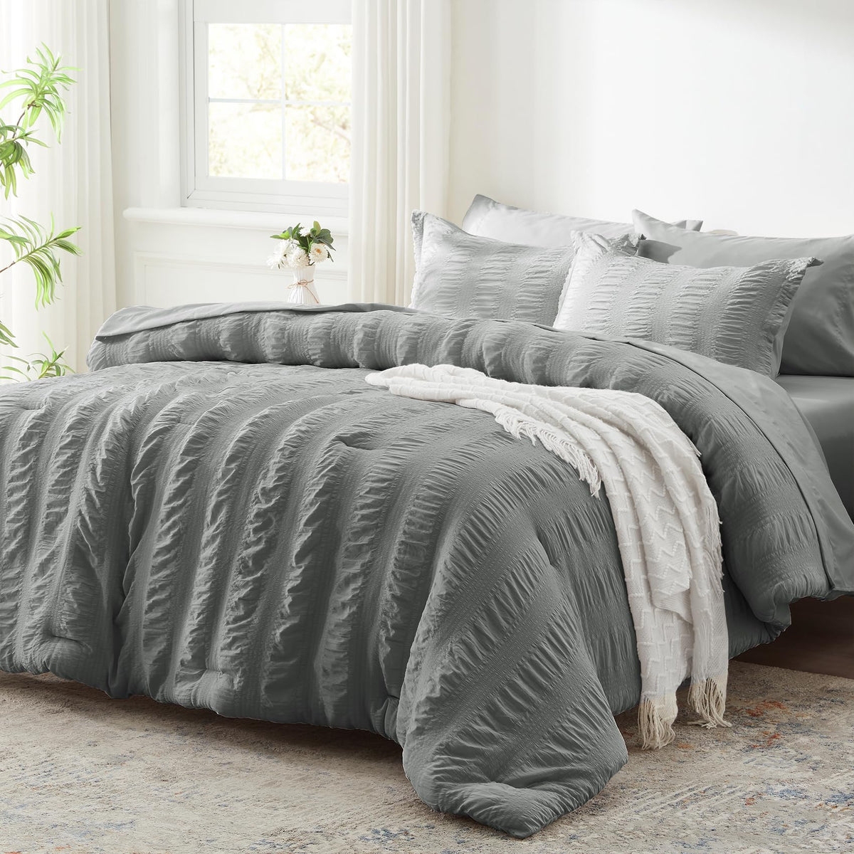 Twin Comforter Set 5 Piece, Olive Green Bed in a Bag Twin Size Bedding Sets
