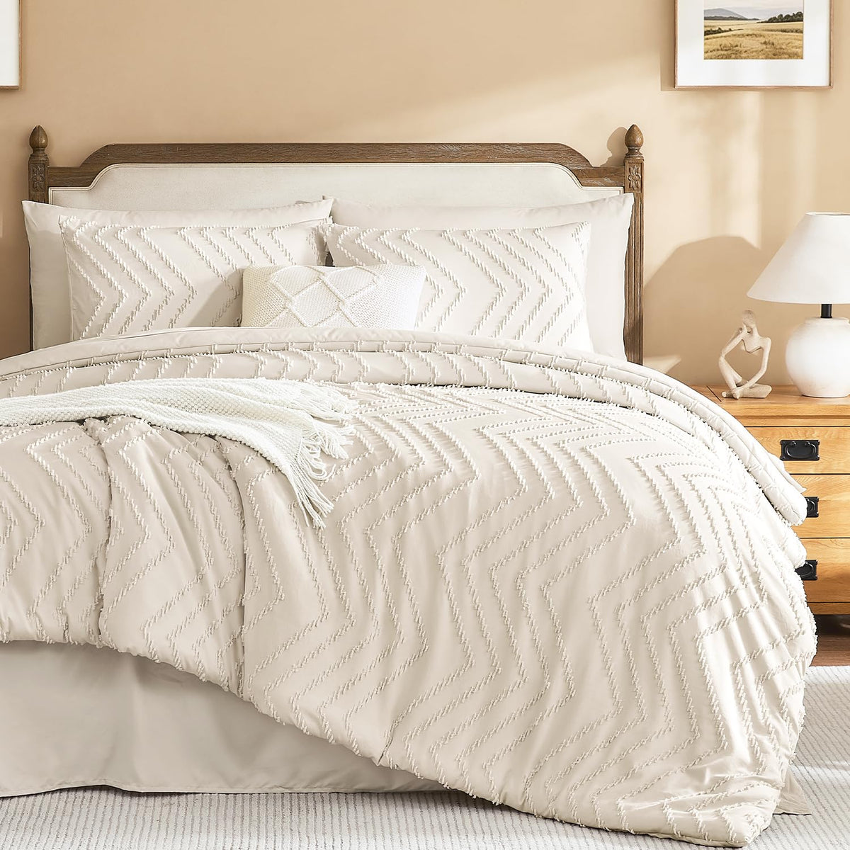 Litanika California King Comforter with Sheets, 7 Pieces Boho Bed Set