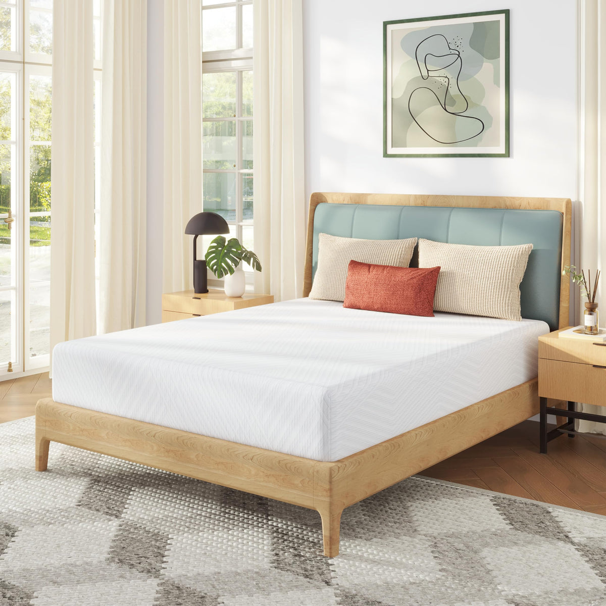 MLILY 8 Inch Full Mattress in a Box Green Tea Memory Foam Medium Firm