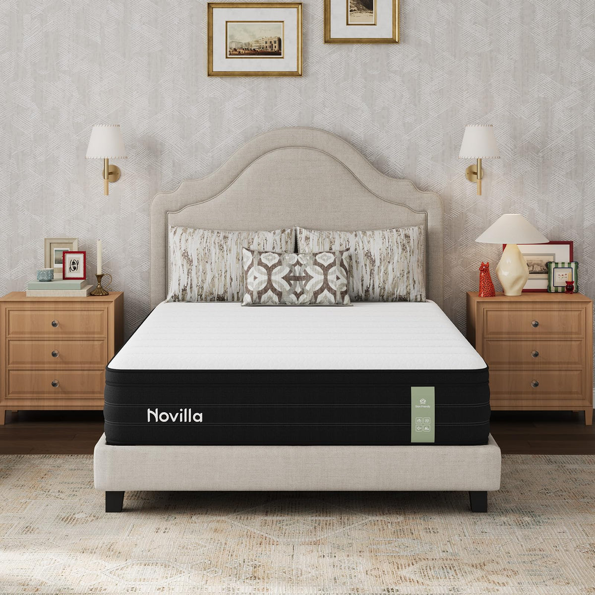 Novilla King Mattress 14 Inch, Cooling Hybrid Mattress with Upgraded Coils