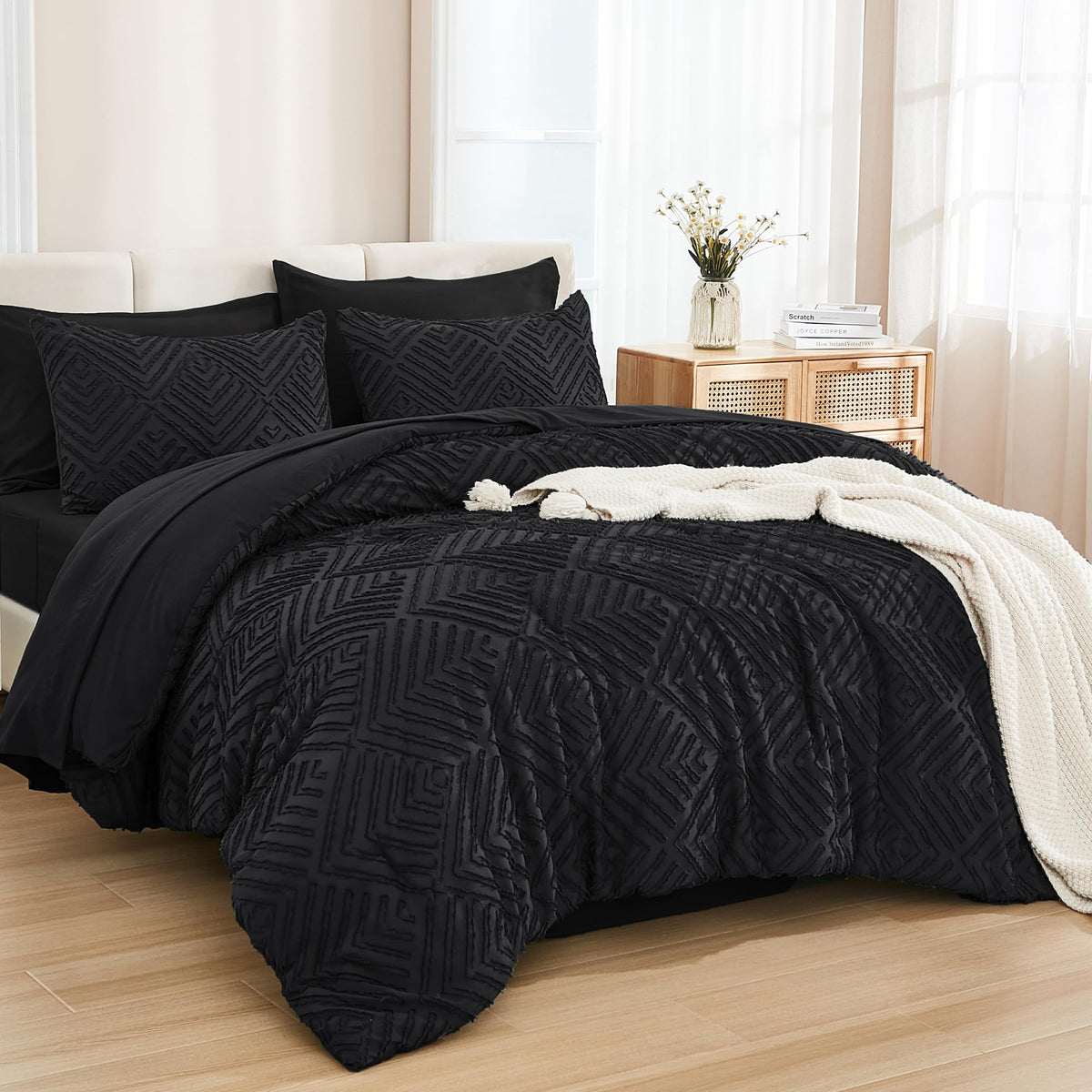 Andency King Size Comforter Set, Dark Emerald Green, 7 Pieces