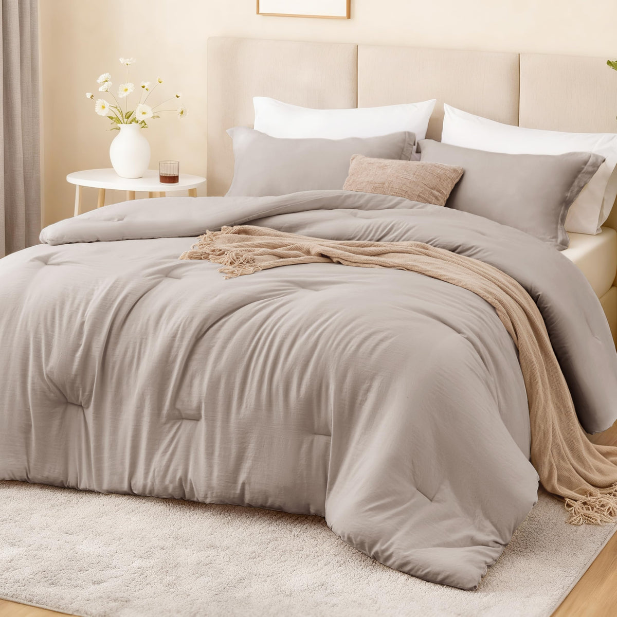 Love's cabin Beige Twin/Twin XL Comforter Set, 2-Piece Prewashed Bed Set