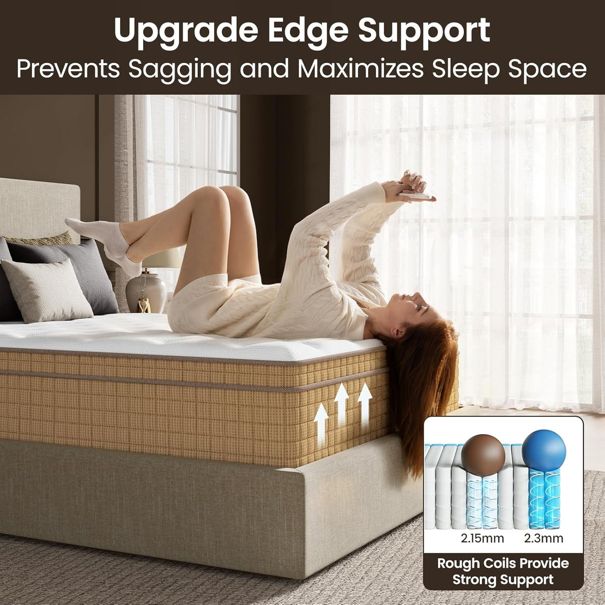 BedStory 14 inch Medium Firm King Mattress, Deep Sleep Hybrid Mattresses in a Box, Zoned Lumbar Support for & Back Pain Relief, CertiPUR-US Certified, 365 Night Trial, 10-Year