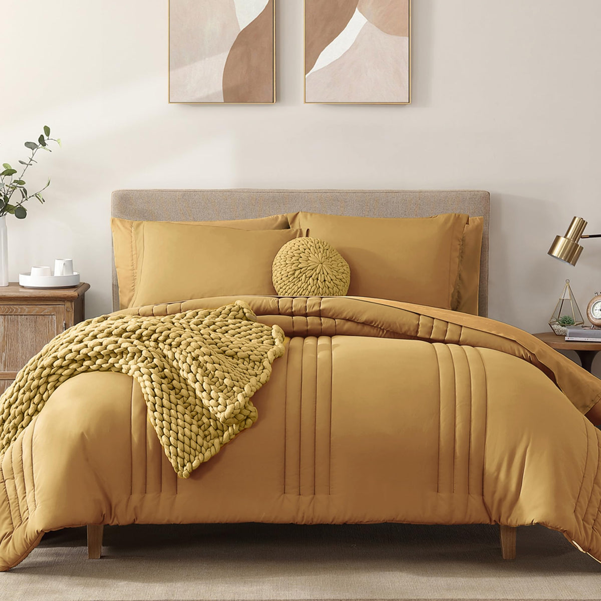 Full Size Comforter Sets-7 Pieces Sage Soft Bed in a Bag Full Bedding Sets