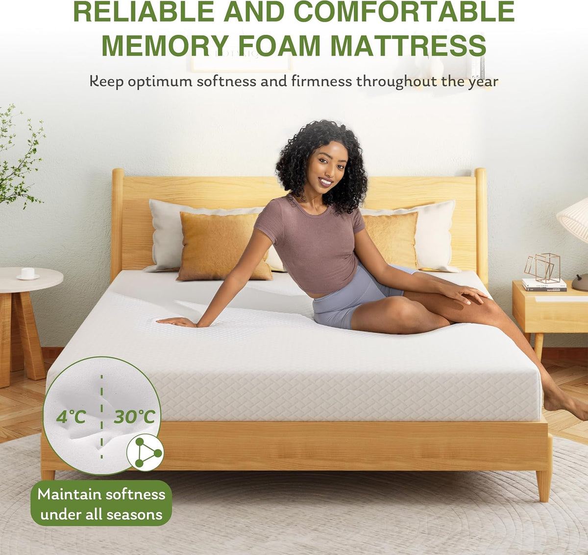 EGOHOME 8 Inch Twin Mattress, Memory Foam Mattress with Cooling Green Tea Gel, Relieve Pressure with Medium Firm Support, CertiPUR-US Certified, 75''L x 38''W, White