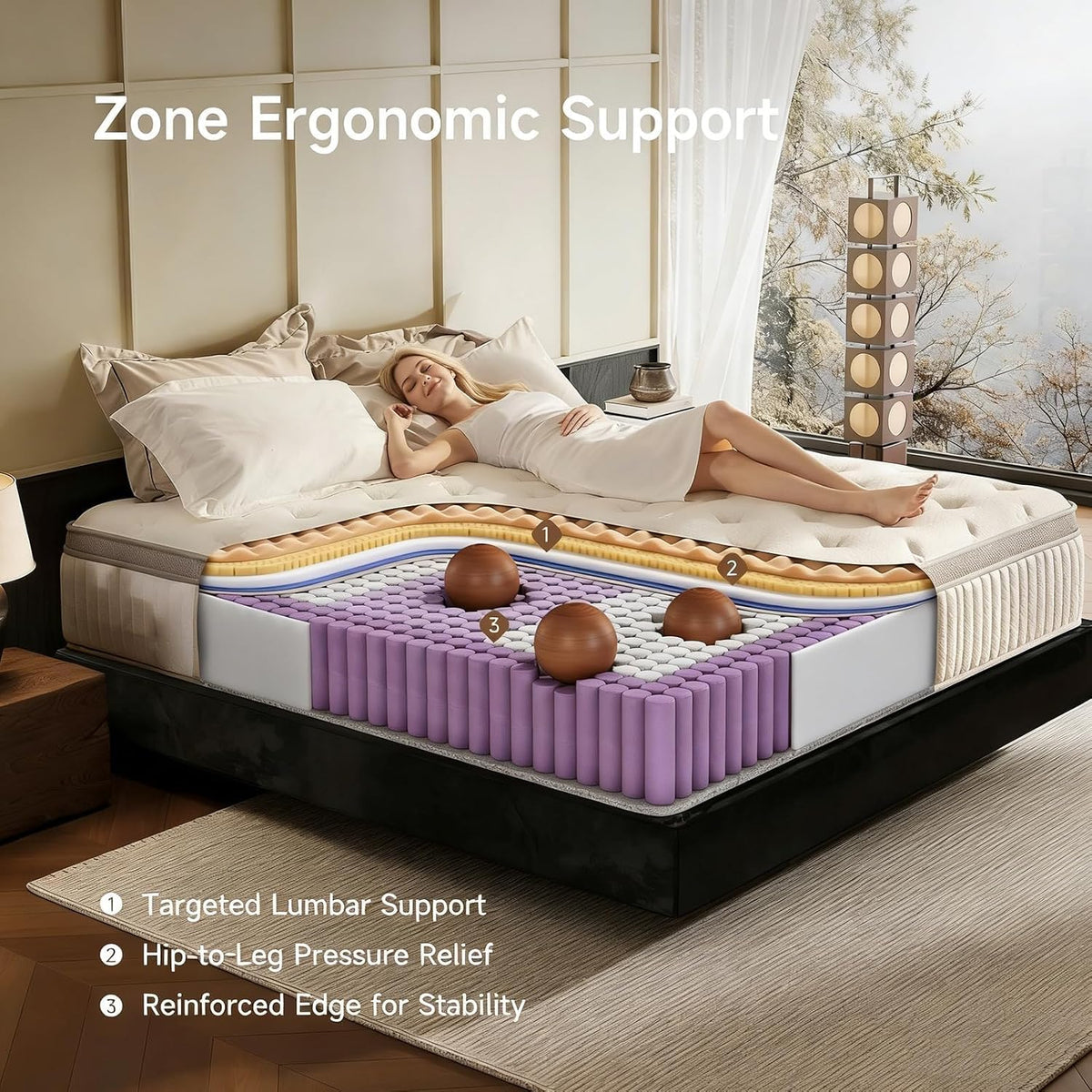 Queen Mattress, 12 Inch Hybrid Queen Mattress in a Box, Memory Foam & Individual Pocket Springs, Medium Firm, Motion Isolation, Ideal for All Sleep Positions, CertiPUR-US Certified