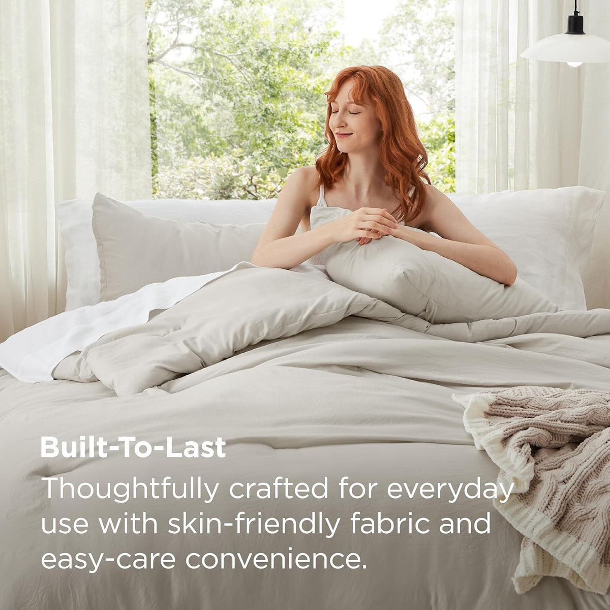Bedsure Oversized King Comforter Prewashed Bedding Set 3Pcs Beige 120"x98"