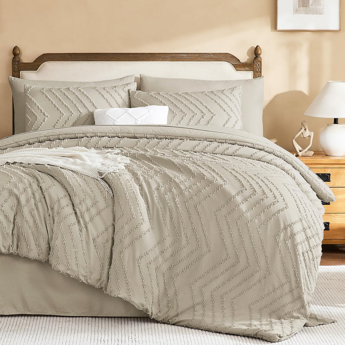 Litanika California King Comforter with Sheets, 7 Pieces Boho Bed Set