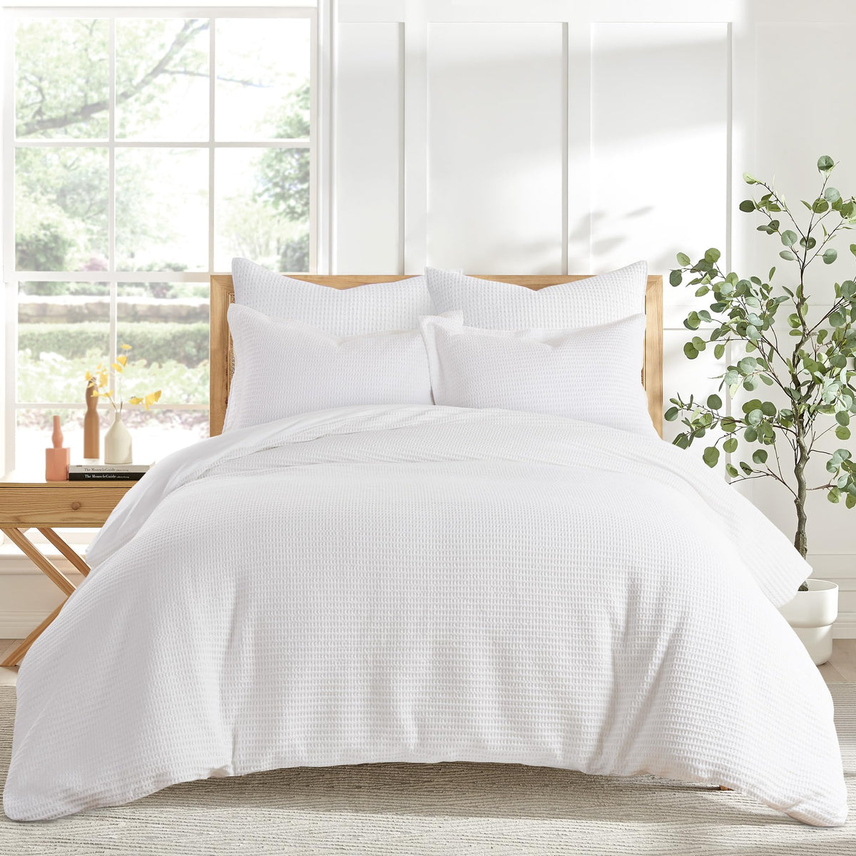 Levtex Home Cloud Waffle Full/Queen Comforter Set (90x94in) with 2 Pillow Shams (26x20in) - Solid Waffle Cotton Texture - Taupe - 100% Cotton Full/Queen Size Comforter Set - Soft, Pre-Washed