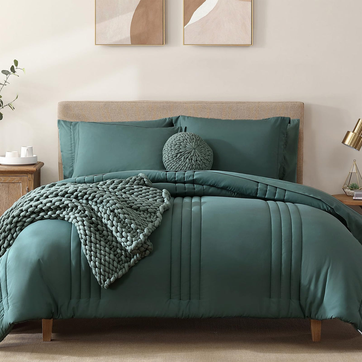 Full Size Comforter Sets-7 Pieces Sage Soft Bed in a Bag Full Bedding Sets