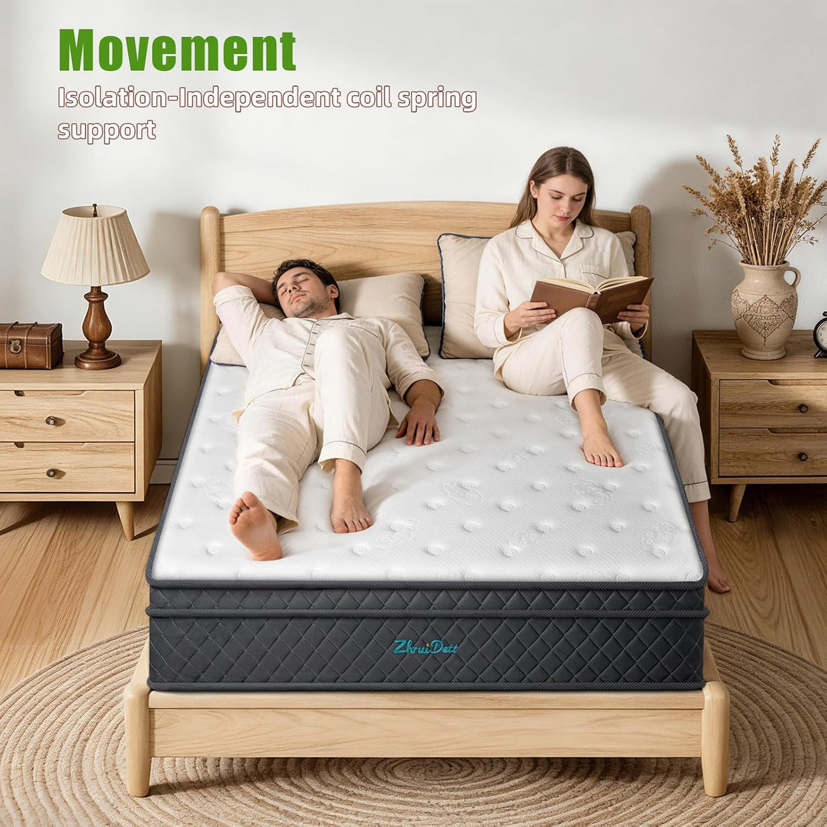 Queen Mattress 12 Inch Queen Size Mattress Medium Firm Hybrid Mattresses Memory Foam Pocket Springs Queen Bed Matress in a Box for All Sleeping Positions Motion Isolation Comfortable Sleep