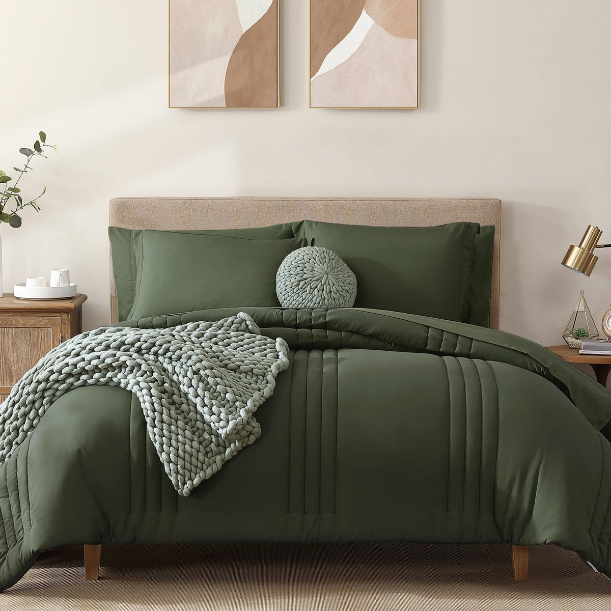 Full Size Comforter Sets-7 Pieces Sage Soft Bed in a Bag Full Bedding Sets