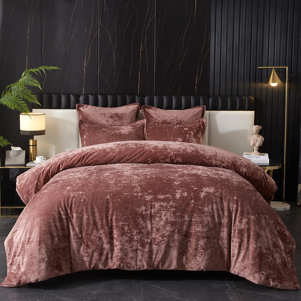 Ivellow Crushed Velvet Comforter Queen Size Green 5 Pcs Luxury Bedding Set