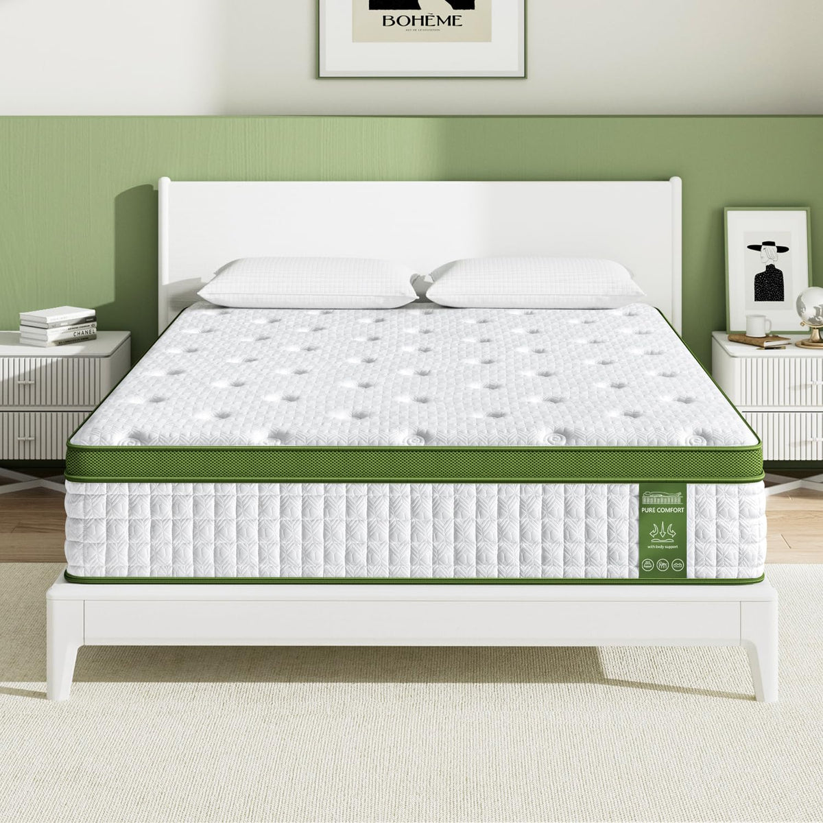14 Inch Queen Size Mattress, Luxury Hybrid Mattress for Zoned Support