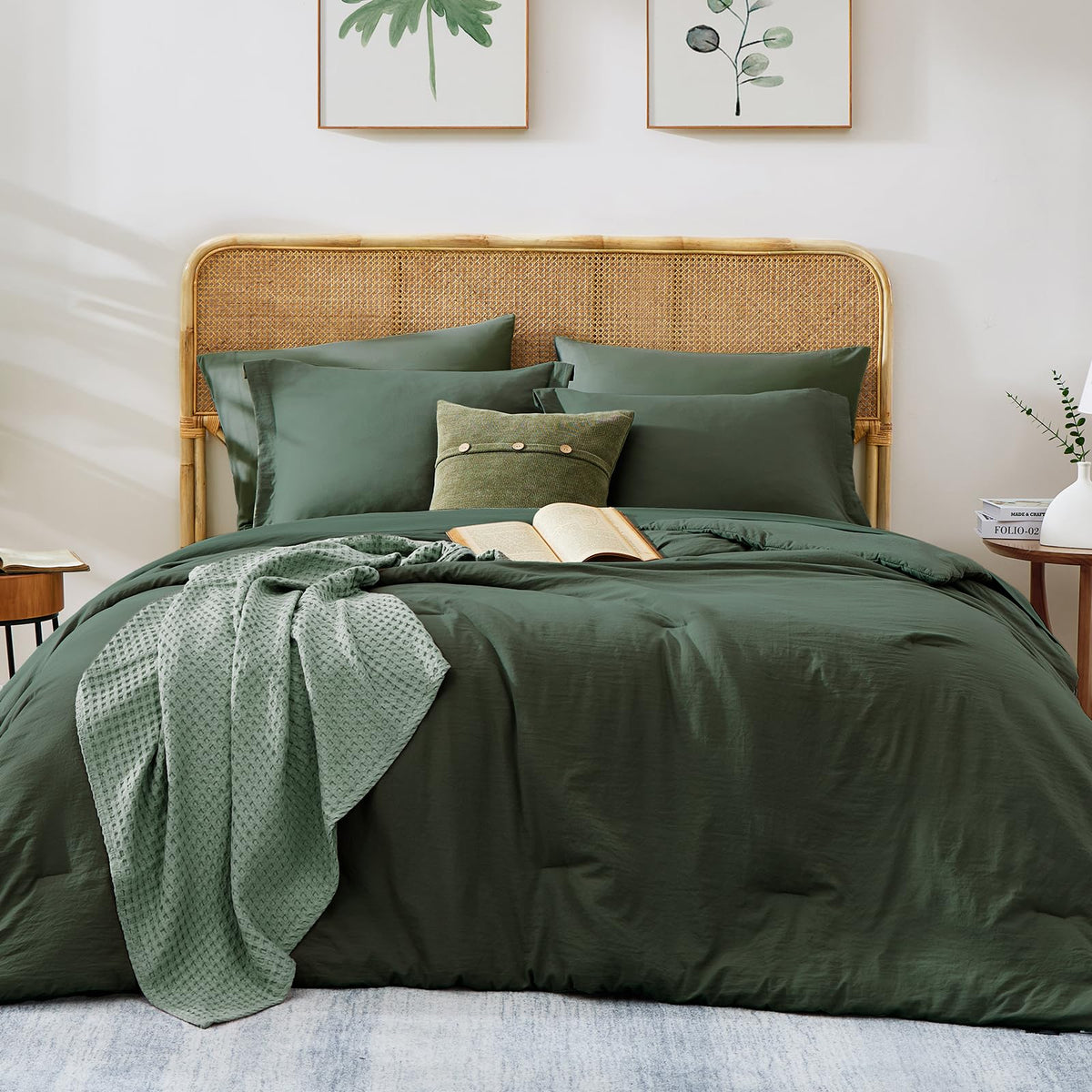 Queen Comforter Set-7 Pieces Soft Prewashed Bed in a Bag Queen Bedding Sets