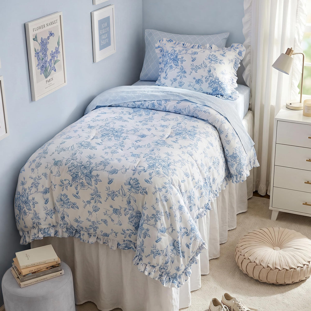 Madison Park Essentials Pink Floral Comforter Set with Sheets Full,7pc