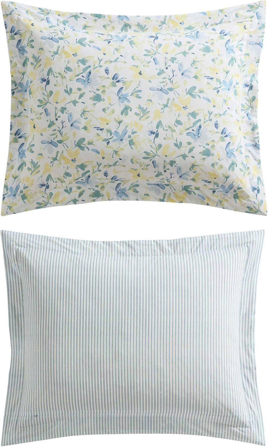 Laura Ashley – Queen Comforter Set, Cotton Bedding with Matching Shams & Bonus Decorative Pillows, Medium Weight, Floral Bedroom Decor, 7-Piece, College Dorm Room Essentials (Nora Blue)