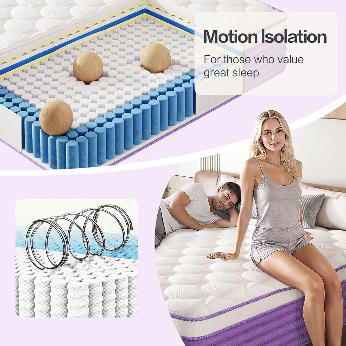 Queen Mattress 12 Inch,Queen Size Mattresses in a Box,Hybrid Mattress
