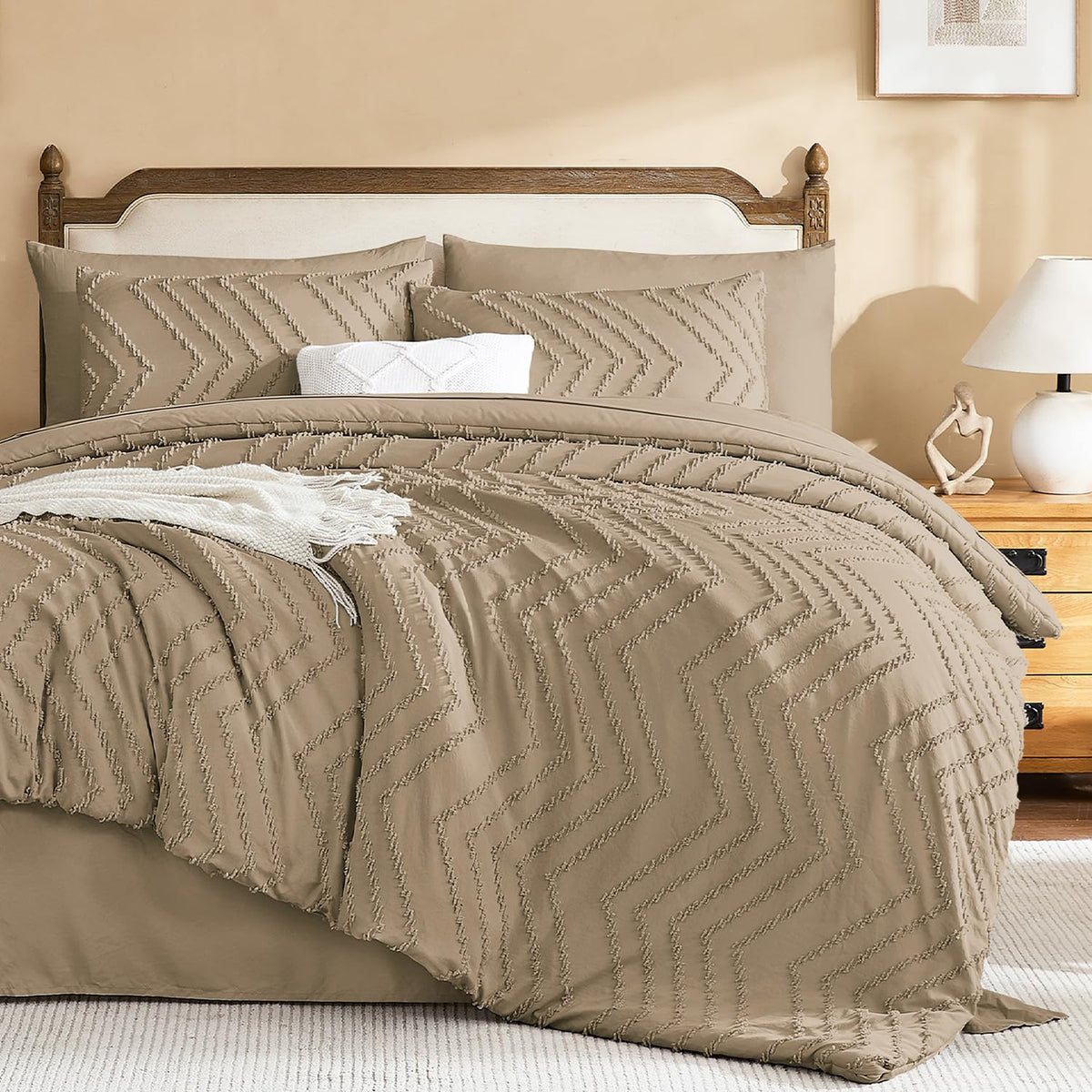 Litanika California King Comforter with Sheets, 7 Pieces Boho Bed Set