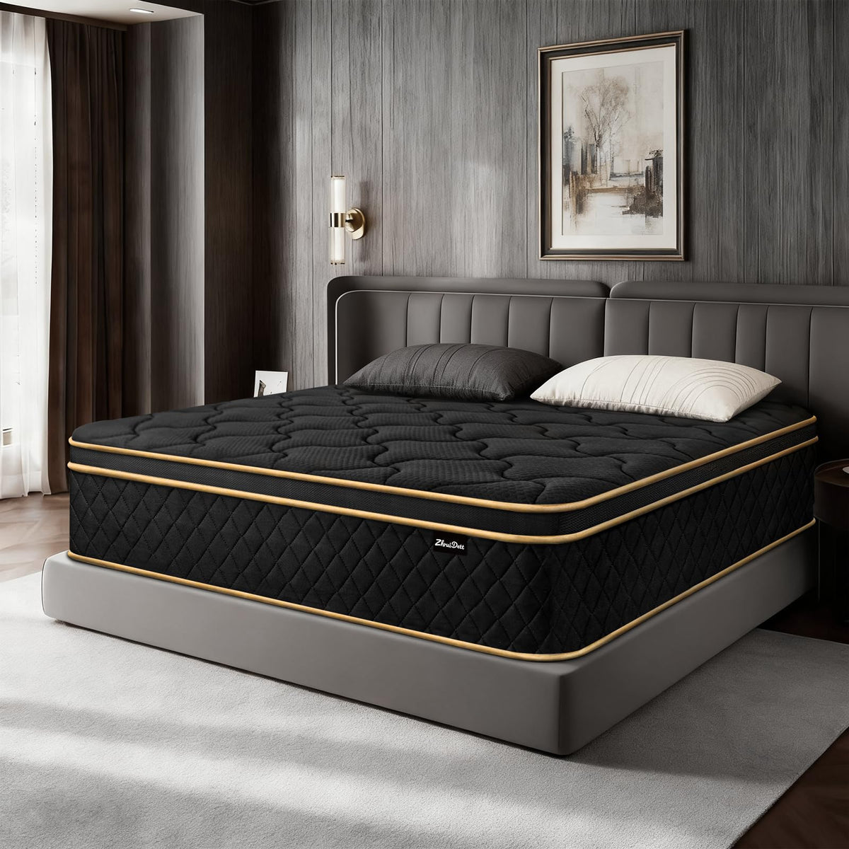Queen Mattress 12 Inch Queen Size Mattress Medium Firm Hybrid Mattresses Memory Foam Pocket Springs Queen Bed Matress in a Box for All Sleeping Positions Motion Isolation Comfortable Sleep