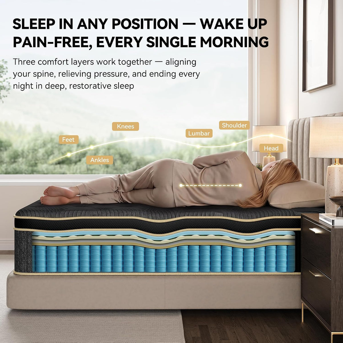 Mattress Queen Size, 12 inch Queen Hybrid Mattress in a Box, Medium Firm