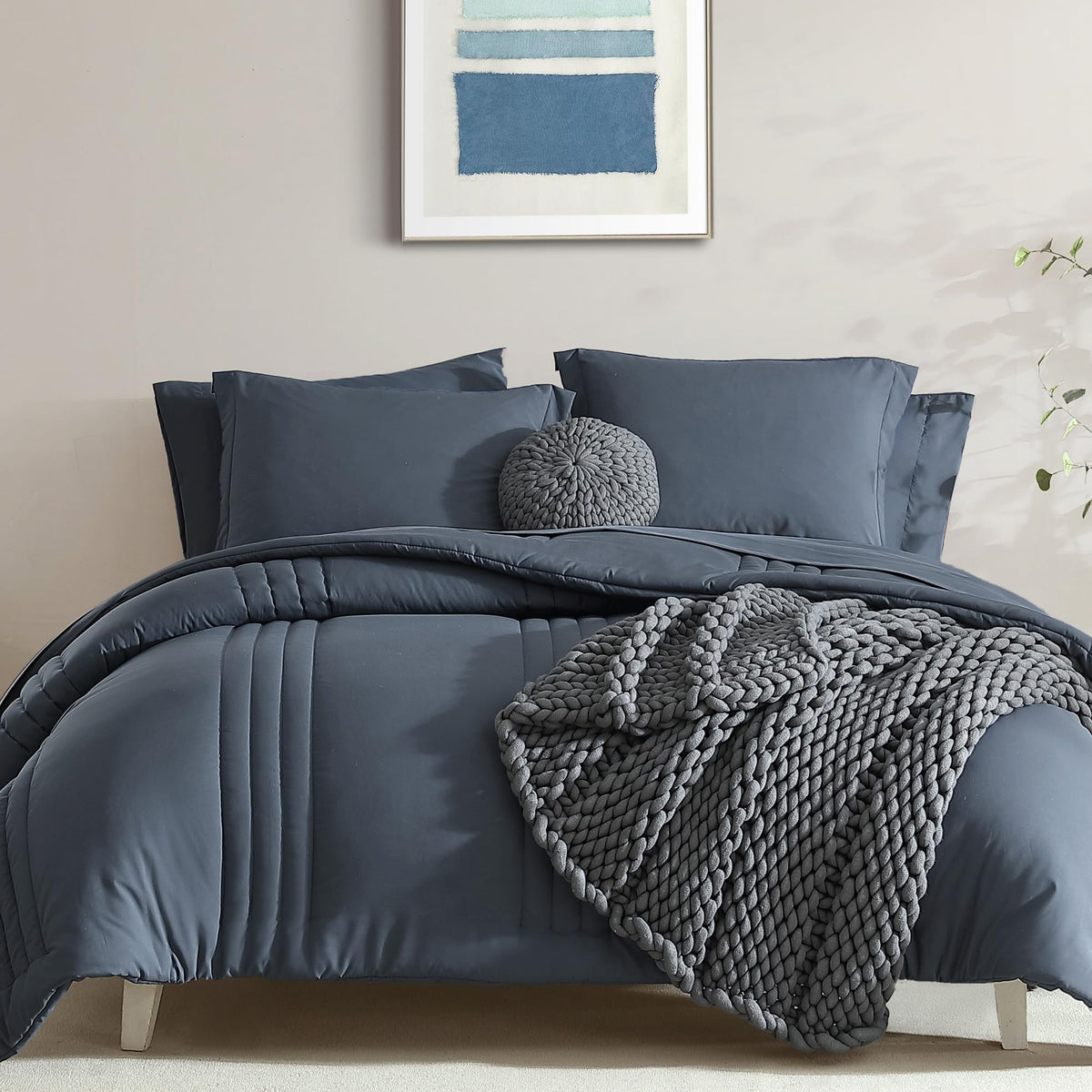 Full Size Comforter Sets-7 Pieces Sage Soft Bed in a Bag Full Bedding Sets