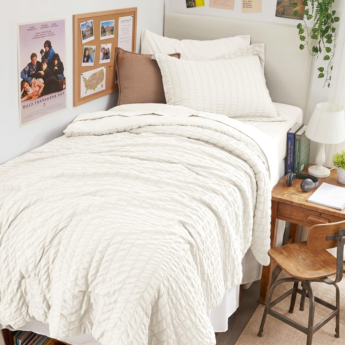 HYMOKEGE Queen Comforter Set Seersucker 7 Pieces, All Season Luxury Bed in a Bag for Bedroom, Bedding Set with Comforters, Sheets, Pillowcases & Shams, Dark Grey