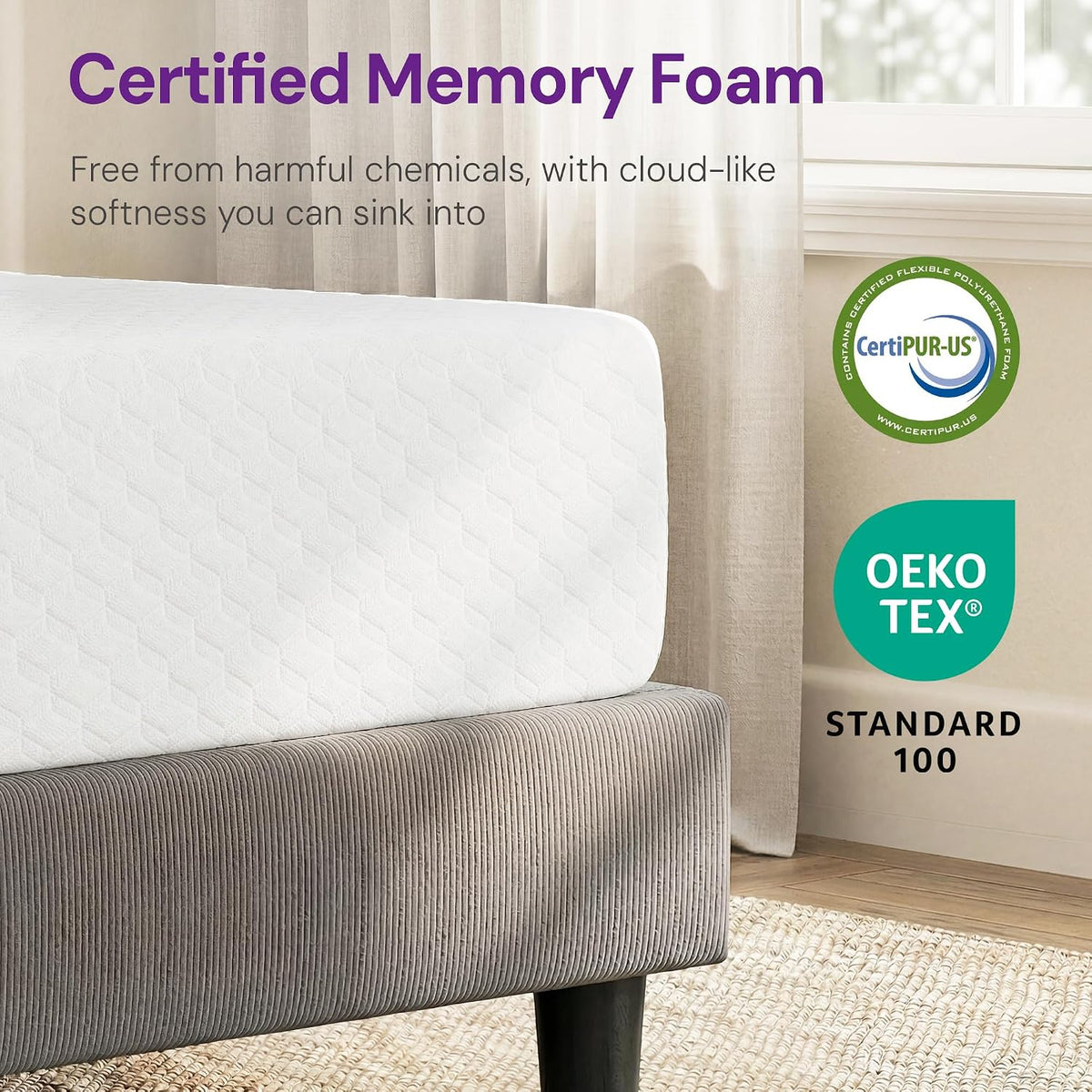 GAESTE Full Size 8 Inch Cooling Gel Memory Foam Mattress, Medium Feel