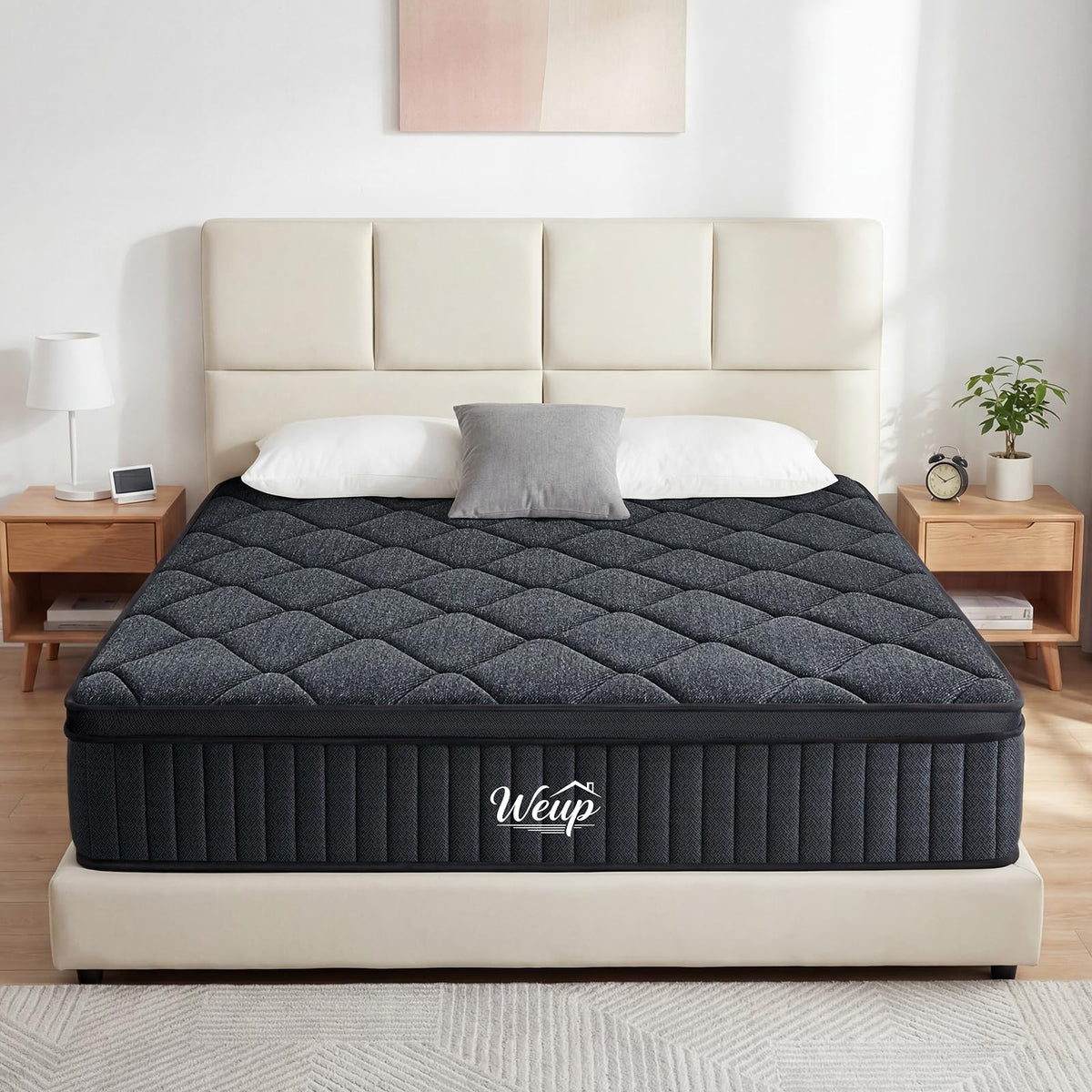 WEUP Queen Mattress 12 Inch, Firm Hybrid Memory Foam Mattress in a Box with Individual Pocket Springs, Pressure Relief, Motion Isolation, Fiberglass Free, CertiPUR-US Certified 80"x 60"(Gray)