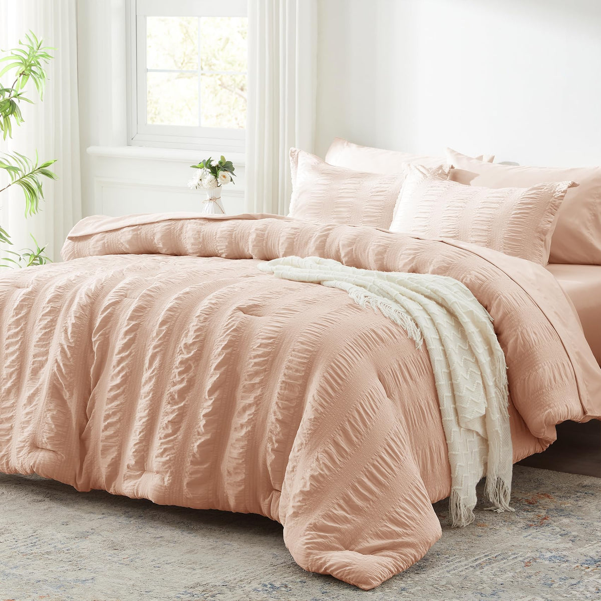 Twin Comforter Set 5 Piece, Olive Green Bed in a Bag Twin Size Bedding Sets