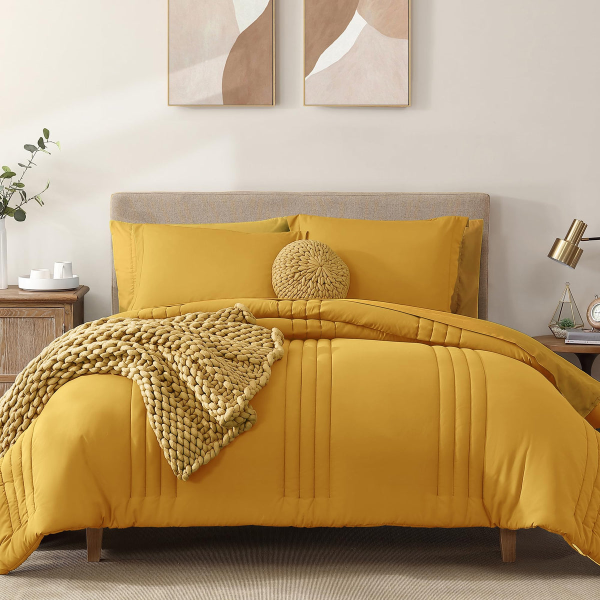 Full Size Comforter Sets-7 Pieces Sage Soft Bed in a Bag Full Bedding Sets