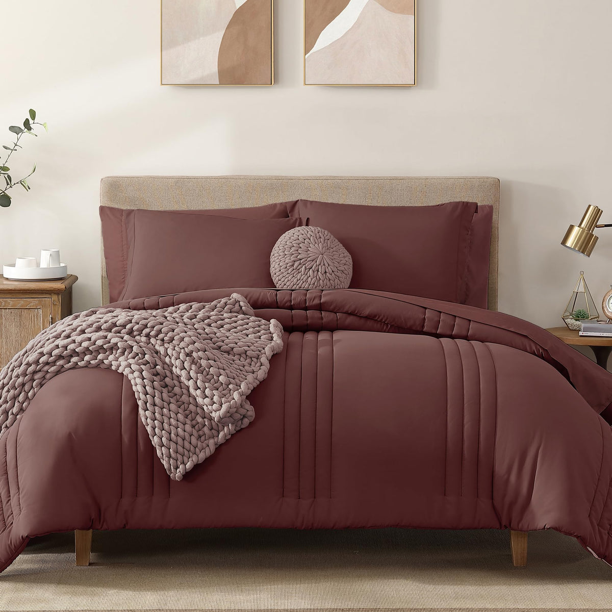 Full Size Comforter Sets-7 Pieces Sage Soft Bed in a Bag Full Bedding Sets