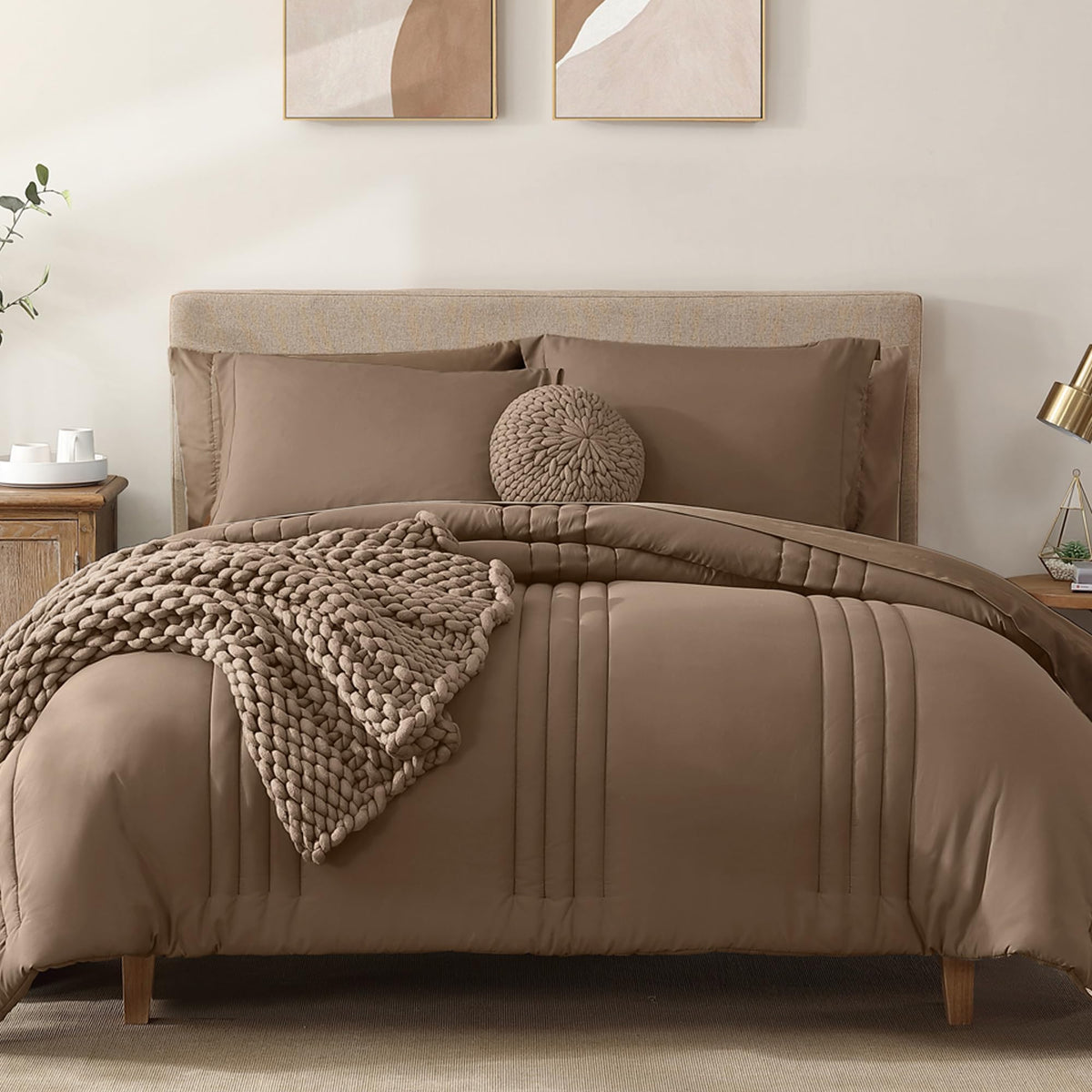 Full Size Comforter Sets-7 Pieces Sage Soft Bed in a Bag Full Bedding Sets