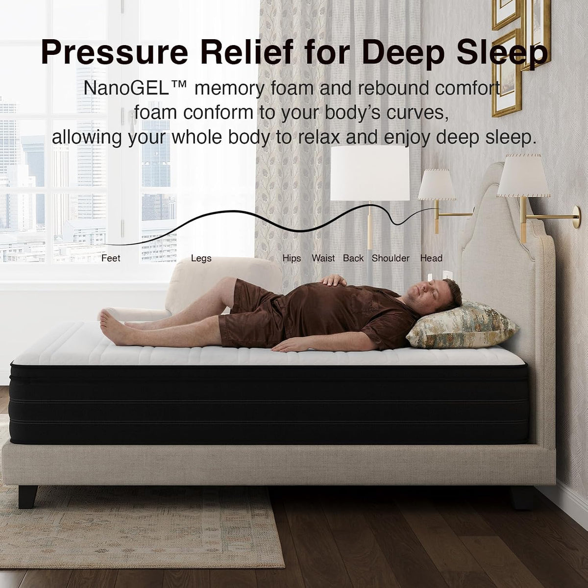 Novilla King Mattress 14 Inch, Cooling Hybrid Mattress with Upgraded Coils
